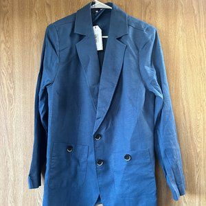 Universal Standard Coastal Linen Blazer Bleu Scolaire NWT Large